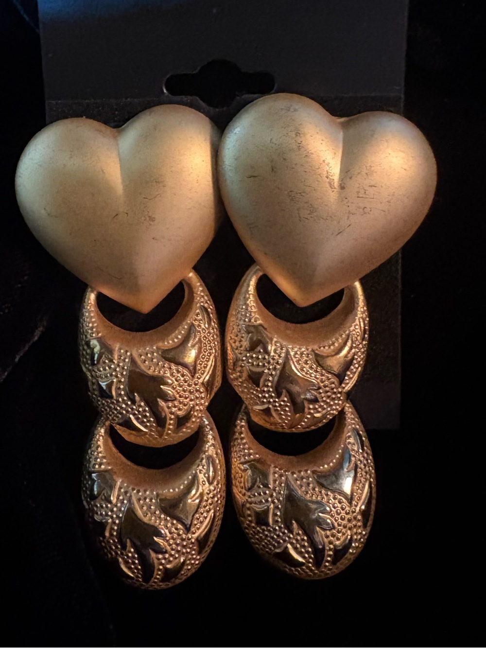 Gold Heart Drop Earrings - Classic Women's Jewelry